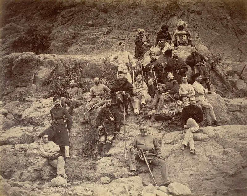 British team at the site of the Battle of Ali Masjid