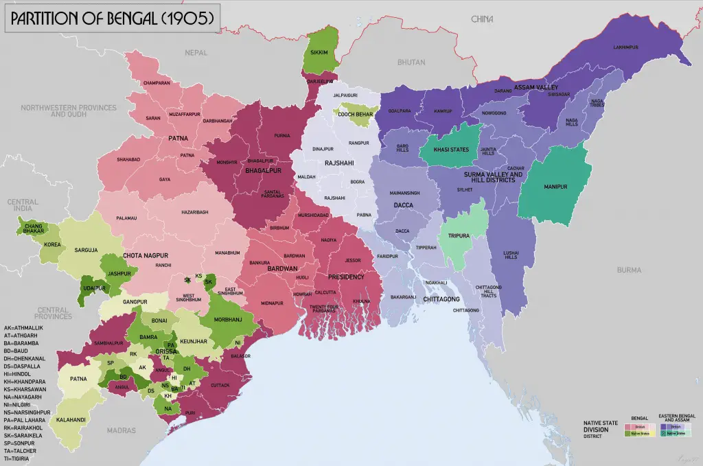 Partition of Bengal - Full Map