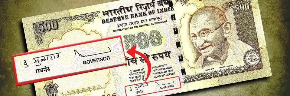 RBI Governor's Sign on the Note
