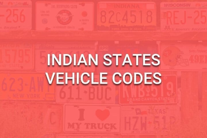 Indian States Vehicle Codes & ISO 3166-2:IN Codes