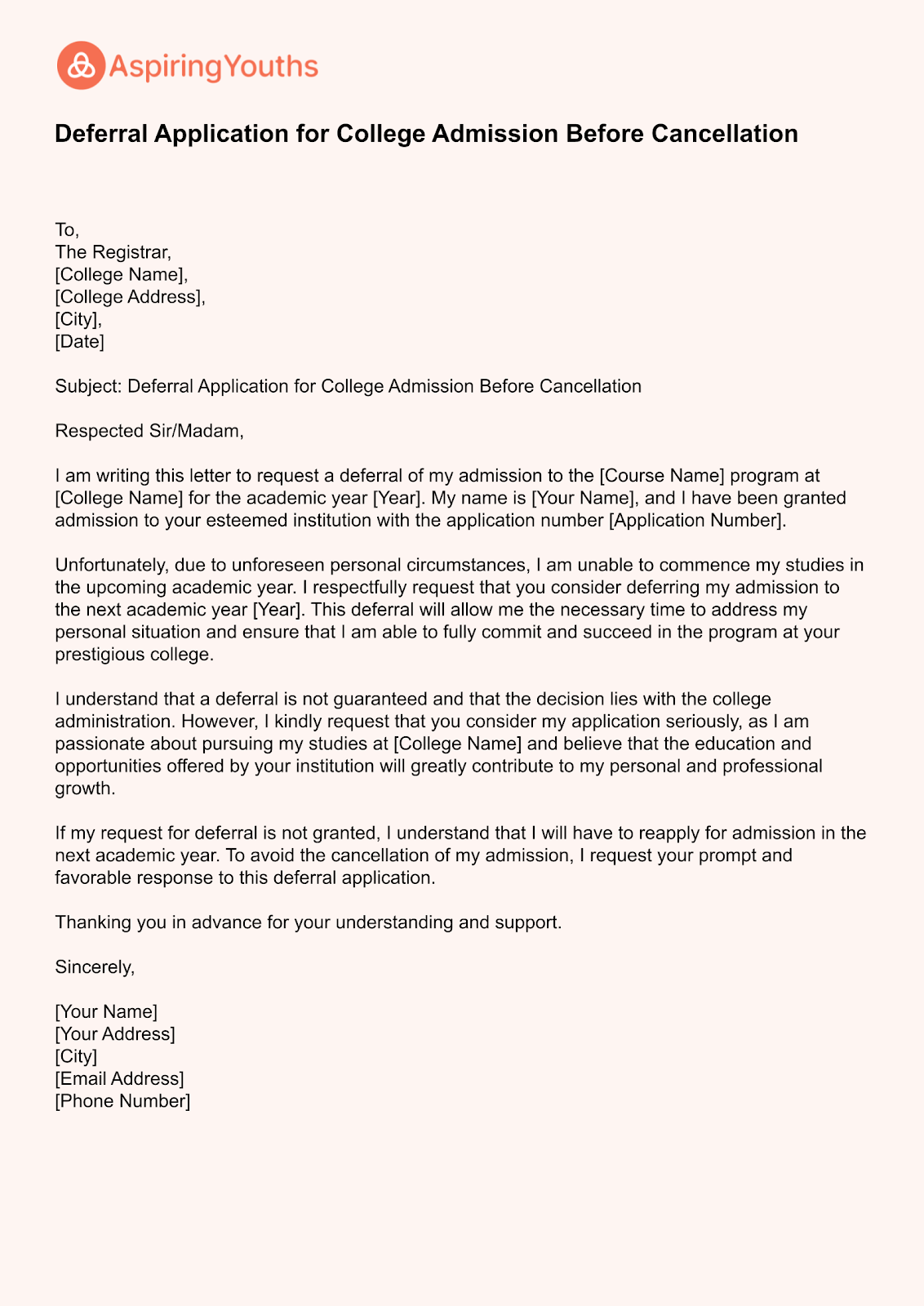 Application for College Admission Cancellation (with Samples & PDFs)