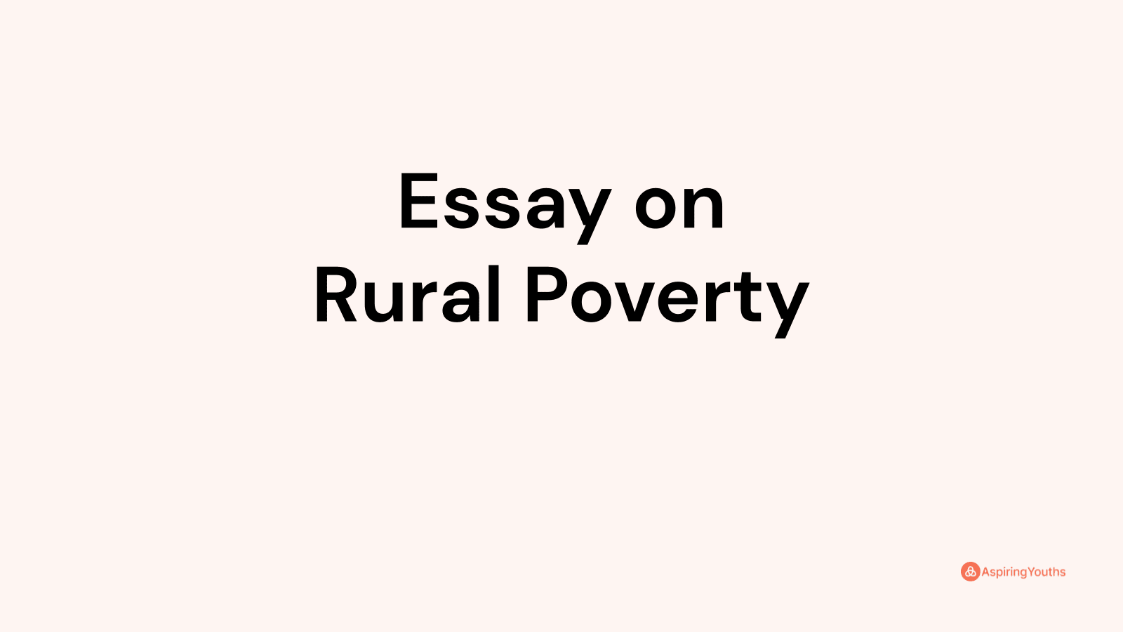 essay on rural poverty