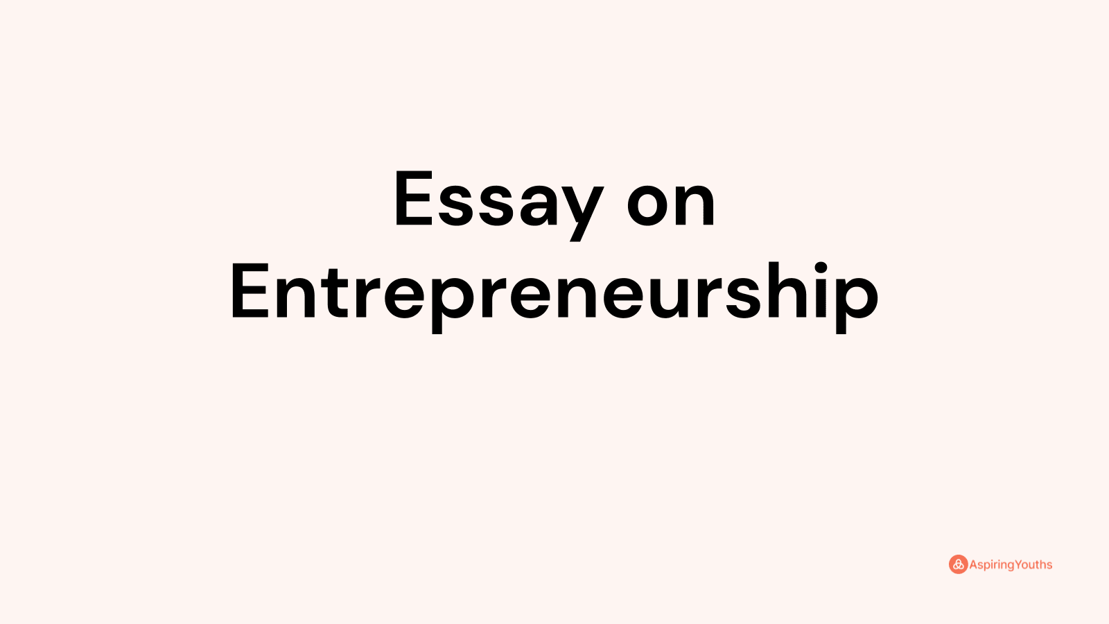 write an essay on entrepreneurship