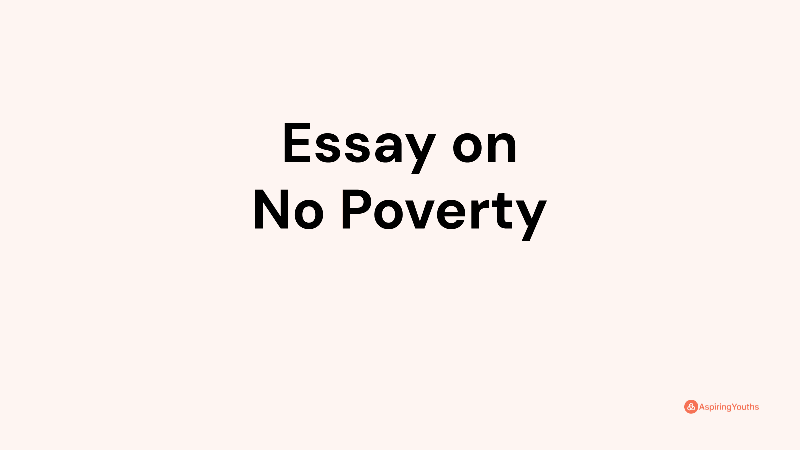 no poverty essay