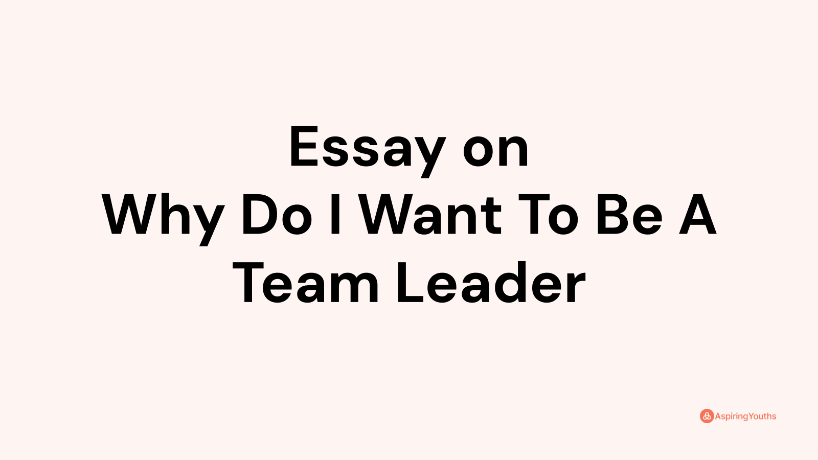 why do you want to be a team leader essay