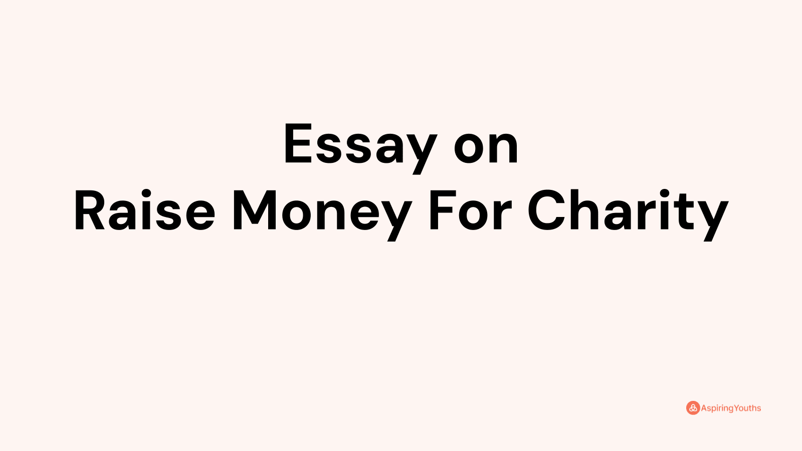 essay about methods to raise money for charity