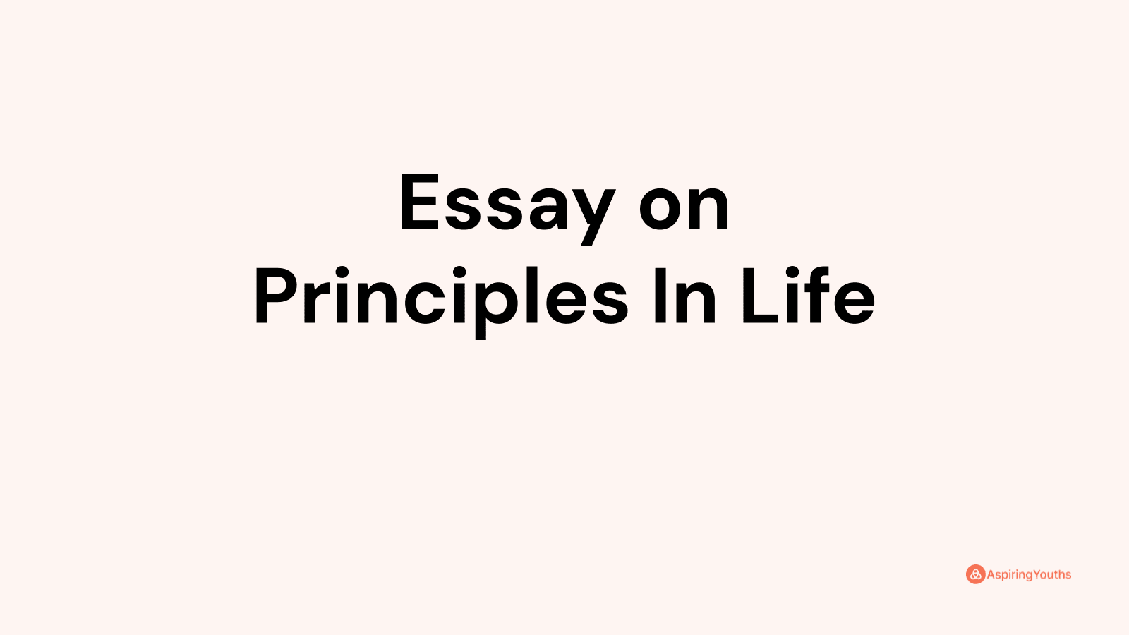 my principles in life essay