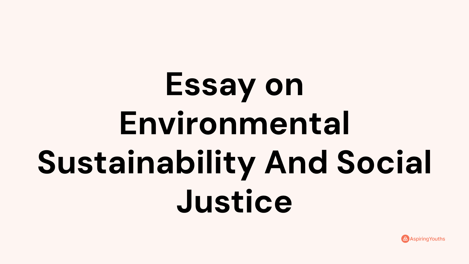 Essay on Environmental Sustainability And Social Justice